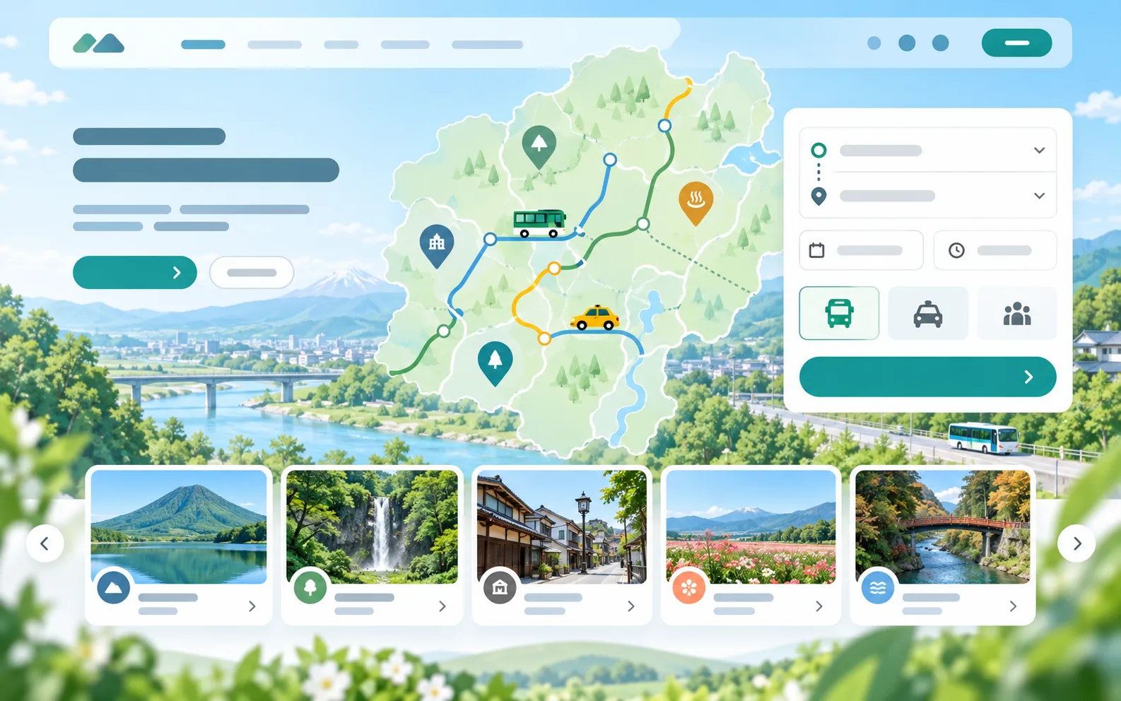 栃木の交通移動 サービスサイトのモック画面